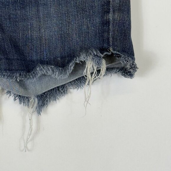 Seven For All Mankind 7FAMK Raw Edge DIY Cut Off Low Rise Denim Shorts Womens 28 - Picture 5 of 9